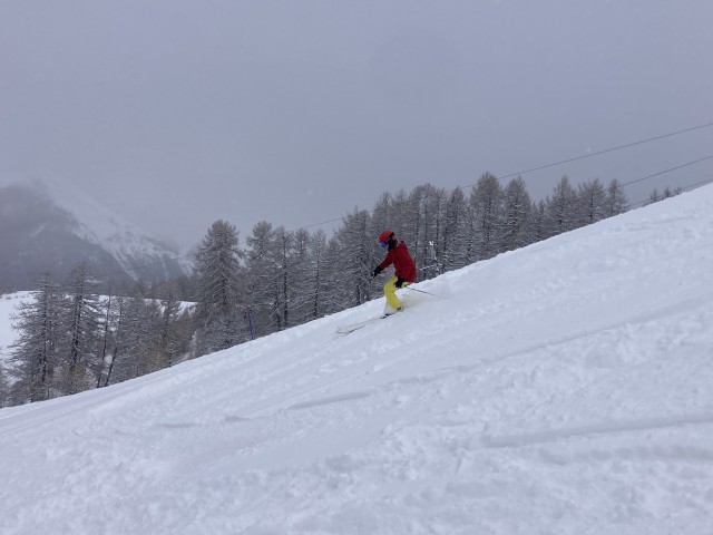 安定した深雪の滑り